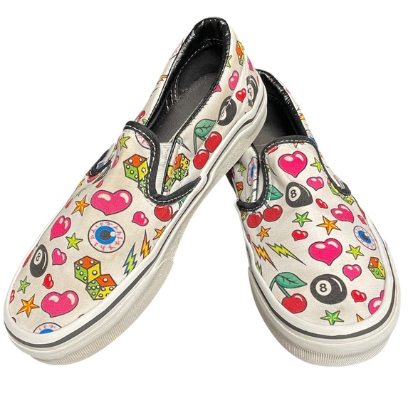 Vans Dice Cherries Bolts Hearts 8-Balls Eyeballs Classic Size 5 - Picture 1 of 5